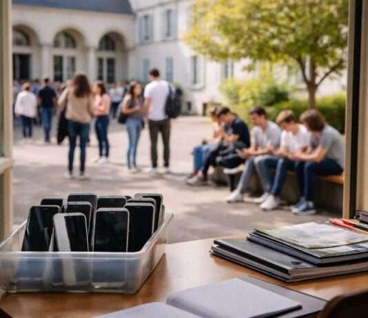 Digitale Pause im Klassenzimmer: Frankreich ringt um den richtigen Umgang mit Smartphones im Lycée Smartphone-Lycee-Verbot_Illustration