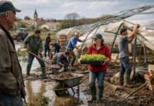 Wenn das Dorf zusammenrückt – Solidarität nach den Unwettern in der Gironde Solidarität-Hilfe_Illustration