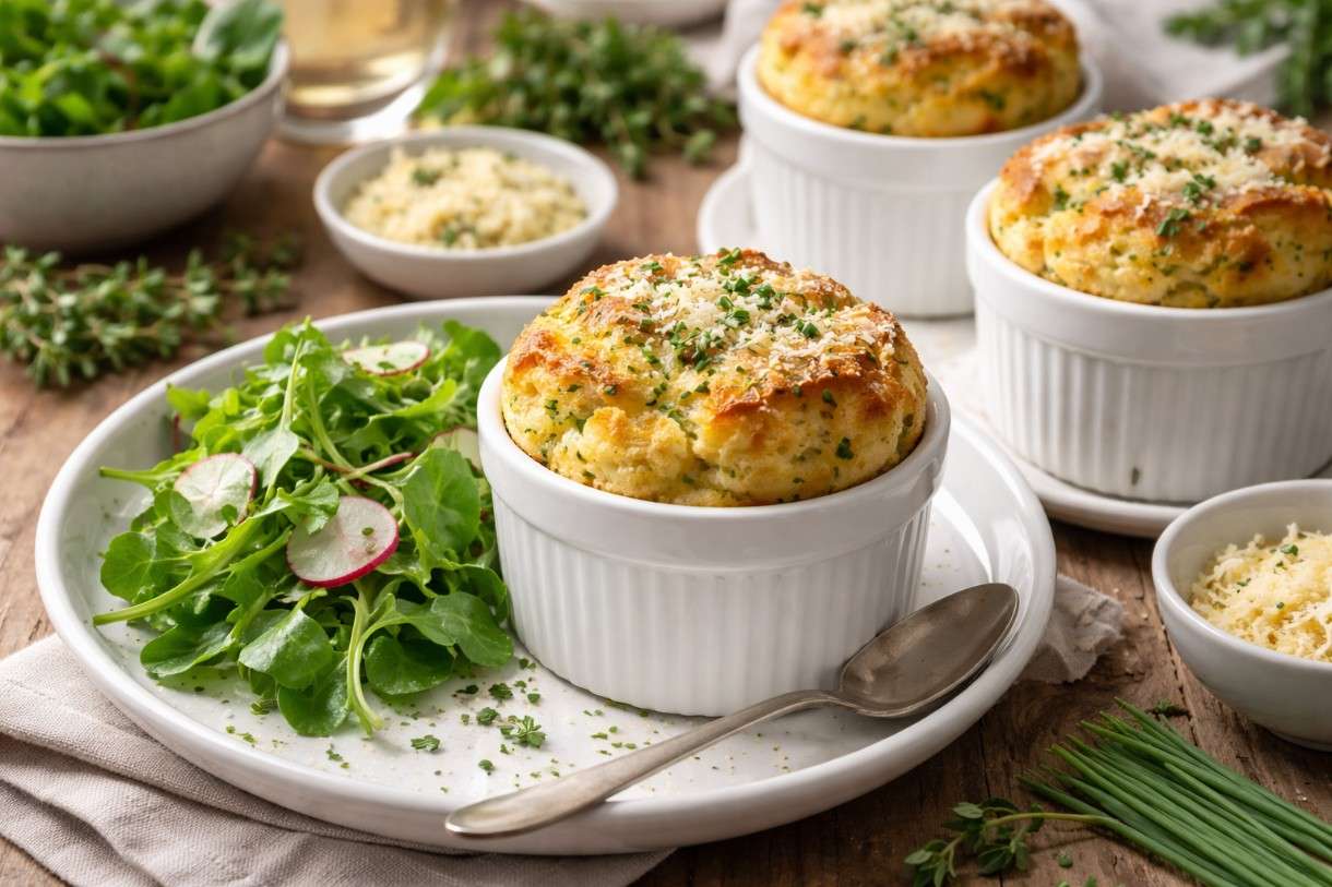 Der Frühling ist da: Soufflé au fromage et aux herbes