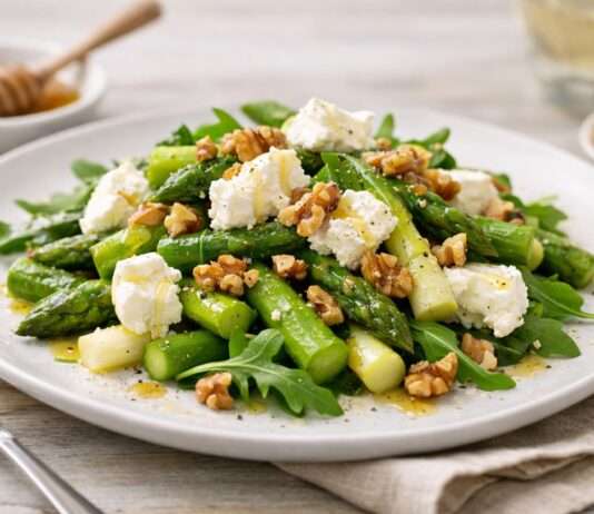 Spargelsalat mit Ziegenkäse, Honig und gerösteten Walnüssen Spargelsalat-mit-Ziegenkäse-Honig-und-gerösteten-Walnüssen