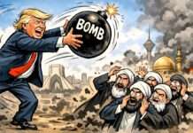 Zwischen Abschreckung und Regimewechsel: Trumps riskantes Spiel mit dem Iran Trump-Iran-Mullahs_Illustration