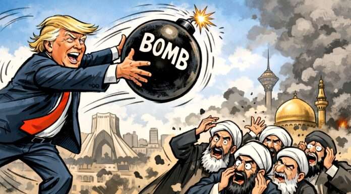 Zwischen Abschreckung und Regimewechsel: Trumps riskantes Spiel mit dem Iran Trump-Iran-Mullahs_Illustration