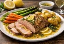 Veau rôti au citron et thym frais – Ein elegantes Frühlingsgericht der französischen Küche Veau-rôti-au-citron-et-thym-frais