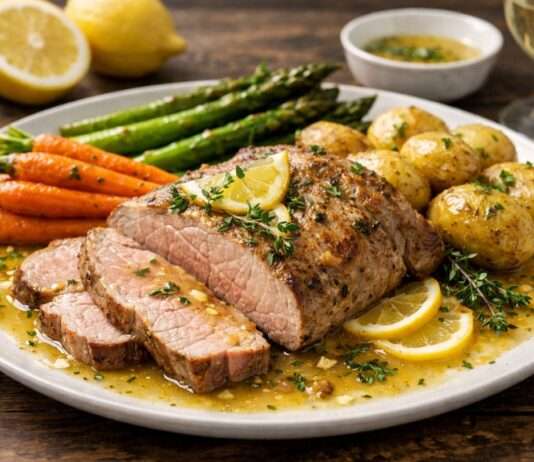 Veau rôti au citron et thym frais – Ein elegantes Frühlingsgericht der französischen Küche Veau-rôti-au-citron-et-thym-frais