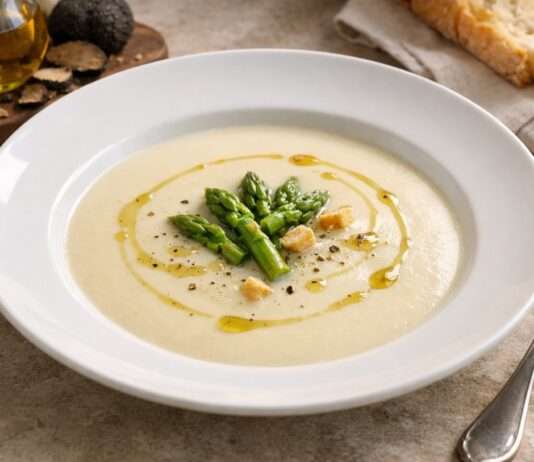 Es ist Spargelzeit: Velouté d’asperges mit Trüffelöl – französische Eleganz im Frühling Velouté-d-asperges-mit-Trüffelöl
