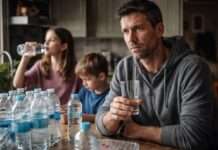 Wenn der Wasserhahn schweigt – Familien und die Angst, die aus der Leitung kommt Vogesen-PFAS-Trinkwasser_Illustration