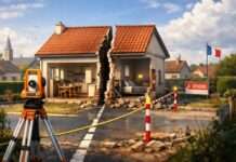 Wenn der Katasterplan lügt: Wie ein Grundstücksfehler ein Haus zerschneidet Vermessung-Grundstück-Überbauung_Illustration