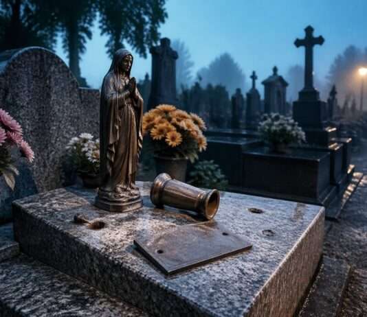 Wenn auf Friedhöfen keine Ruhe mehr herrscht: Grabdiebstähle erschüttern Westfrankreich Bronze-Diebstahl-Friedhof_Illustration