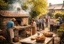 Ein Ofen, der mehr wärmt als Brot Brotofen-Dorf-Dorfgemeinschaft_Illustration