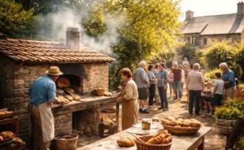 Ein Ofen, der mehr wärmt als Brot Brotofen-Dorf-Dorfgemeinschaft_Illustration