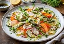 Frühling auf dem Teller: Carpaccio de légumes mit jungem Gemüse & Feta Carpaccio-de-légumes-mit-jungem-Gemüse-&-Feta