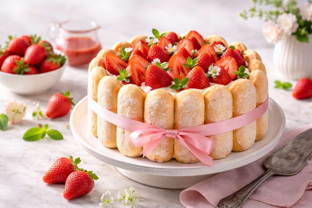 Die Zeit der Erdbeeren hat begonnen - Charlotte aux fraises