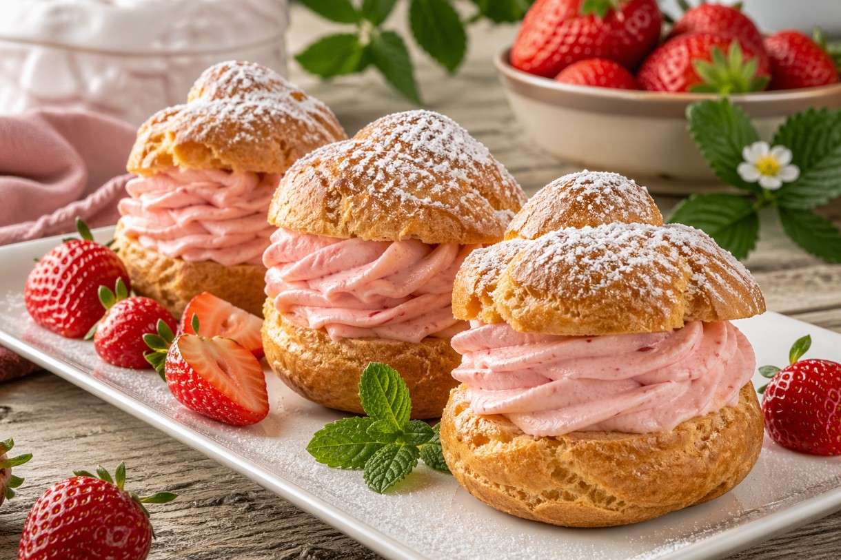 Die Zeit der Erdbeeren hat begonnen: Choux à la crème fraise