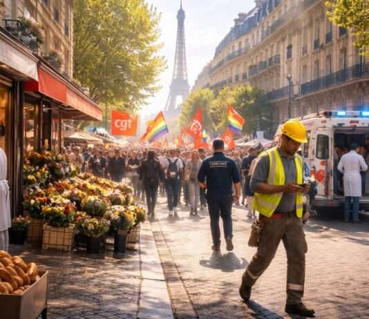 Der arbeitsfreie Mythos – und seine ökonomischen Ausnahmen: Der 1. Mai im Spannungsfeld von Symbolpolitik und Realität Demonstrieren-Arbeiten-1-Mai_Illustration