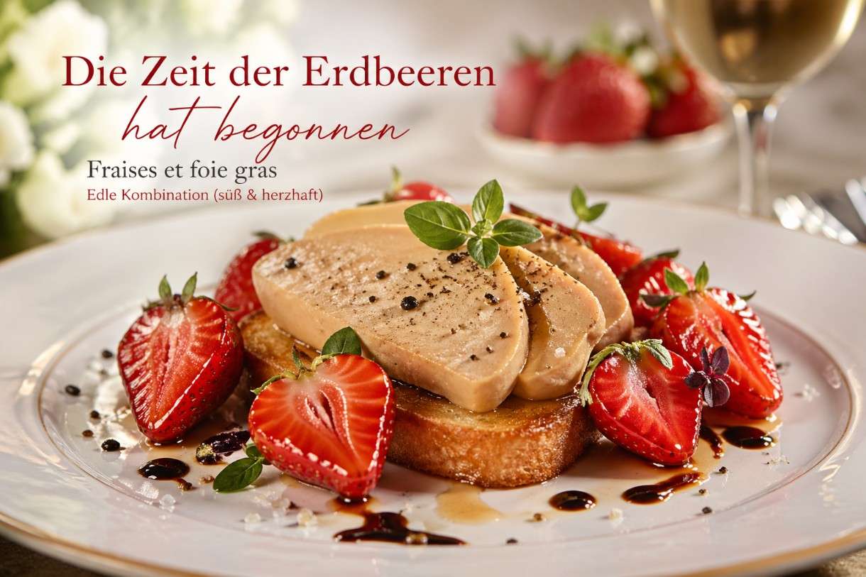 Die Zeit der Erdbeeren hat begonnen – und mit ihr eine der überraschendsten Liaisonen der feinen Küche: Fraises et foie gras.