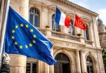 Symbolpolitik im Rathaus: Der Fall Carcassonne und die neue Strategie der extremen Rechten in Frankreich Europaflagge-RN-Rathäuser_Illustration