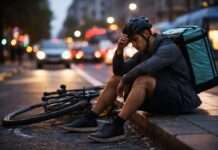 Zwischen Freiheit und Erschöpfung: Die harte Wahrheit hinter dem Job der Fahrradkuriere Fahrradkurier-Erschöpfung_Illustration