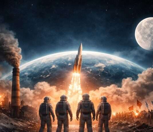 Flucht nach oben – oder der große Irrtum vom rettenden Mond Flucht-ins-All_Illustration