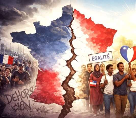 Zwischen Fortschritt und Verhärtung: Frankreichs widersprüchlicher Umgang mit dem Rassismus Frankreich-im-Kampf-um-Einheit-und-Toleranz_Illustration