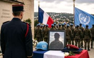 Tod im Schatten des Libanon-Konflikts: Frankreich ehrt gefallenen UN-Soldaten Französischer-UN-Soldat-getötet_Illustration