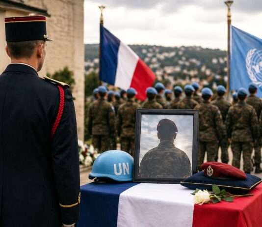 Tod im Schatten des Libanon-Konflikts: Frankreich ehrt gefallenen UN-Soldaten Französischer-UN-Soldat-getötet_Illustration