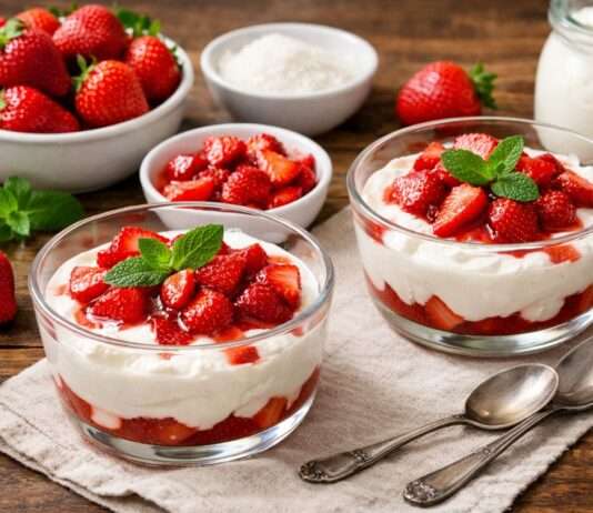 Die Zeit der Erdbeeren hat begonnen: Fromage blanc aux fraises – Frischkäse mit Erdbeeren Fromage-blanc-aux-fraises