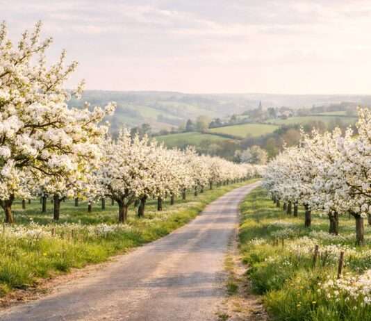 Wenn die Normandie in Weiß versinkt – das flüchtige Wunder der Birnbaumblüte Frühling-im-Normandie-Obstgarten