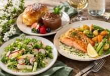 Oster-Frühlingsmenü mit Fisch und Gemüse Frühlingsmenü-mit-Lachs