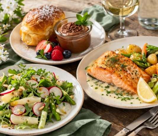 Oster-Frühlingsmenü mit Fisch und Gemüse Frühlingsmenü-mit-Lachs