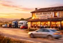 Frankreichs geheime Rastplätze – Warum die Relais Routiers plötzlich wieder Kult sind Gasthof-Landstraße-Relais-Routier_Illustration
