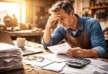 Wenn der Staat zu spät zahlt – Wie öffentliche Auftraggeber kleine Unternehmen in Bedrängnis bringen Handwerker-Geldsorgen_Illustration