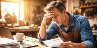 Wenn der Staat zu spät zahlt – Wie öffentliche Auftraggeber kleine Unternehmen in Bedrängnis bringen Handwerker-Geldsorgen_Illustration