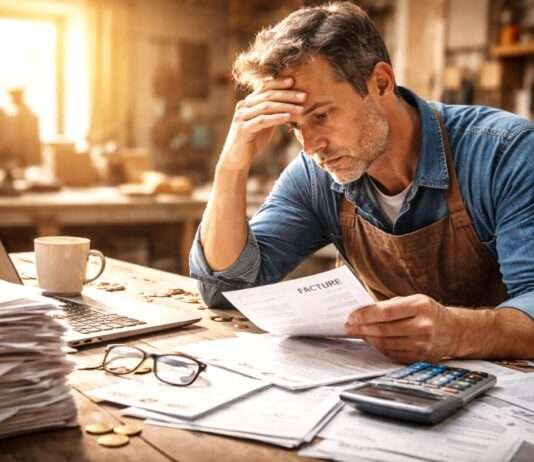 Wenn der Staat zu spät zahlt – Wie öffentliche Auftraggeber kleine Unternehmen in Bedrängnis bringen Handwerker-Geldsorgen_Illustration