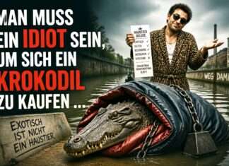 Ein Haustier mit Zähnen – oder: Wie viel Dummheit passt in ein Terrarium? Idiot-kauft-Krokodil_Illustration