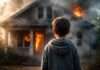 Ein Moment, der alles verändert: Wie ein Neunjähriger dem Feuer trotzte Junge-vor-brennendem-Haus_Illustration