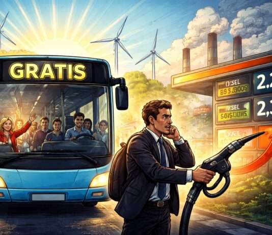 Kommentar: So sieht Verantwortung aus – Warum kostenlose Busse mehr Mut zeigen als jede Spritpreisbremse Kostenloser-Nahverkehr-vs-hohe-Spritpreise_Illustration