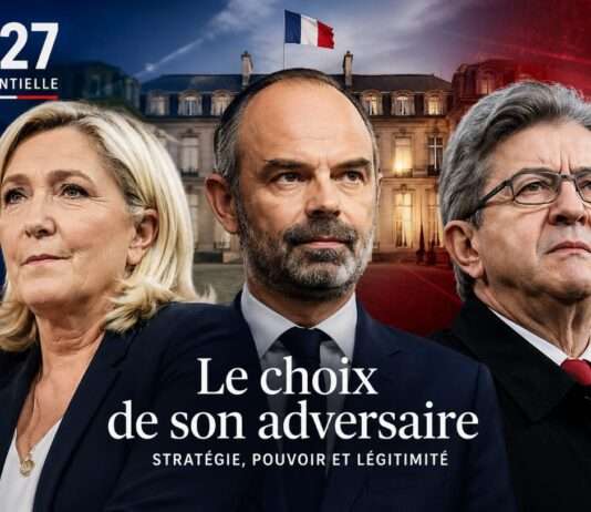 Le Pens strategische Präferenz: Warum ein Duell mit Édouard Philippe politisch wertvoller wäre als ein Sieg über Mélenchon Le-Pen_Philippe_Melenchon_Illustration