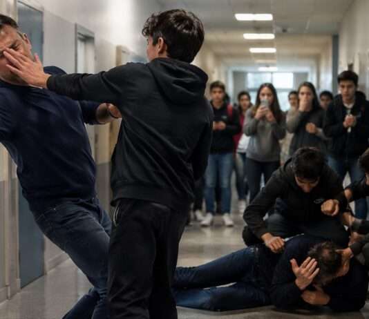 Kommentar: Quo vadis, douce France? Wenn die Schule zur Prügel-Arena wird Lehrer-Schüler-Konfrontation-im-Schulflur