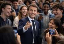 „For sure“ und die Logik der Memes: Wie Emmanuel Macron in der digitalen Öffentlichkeit gespiegelt wird Macron-Jugend-Gespräch_Illustration