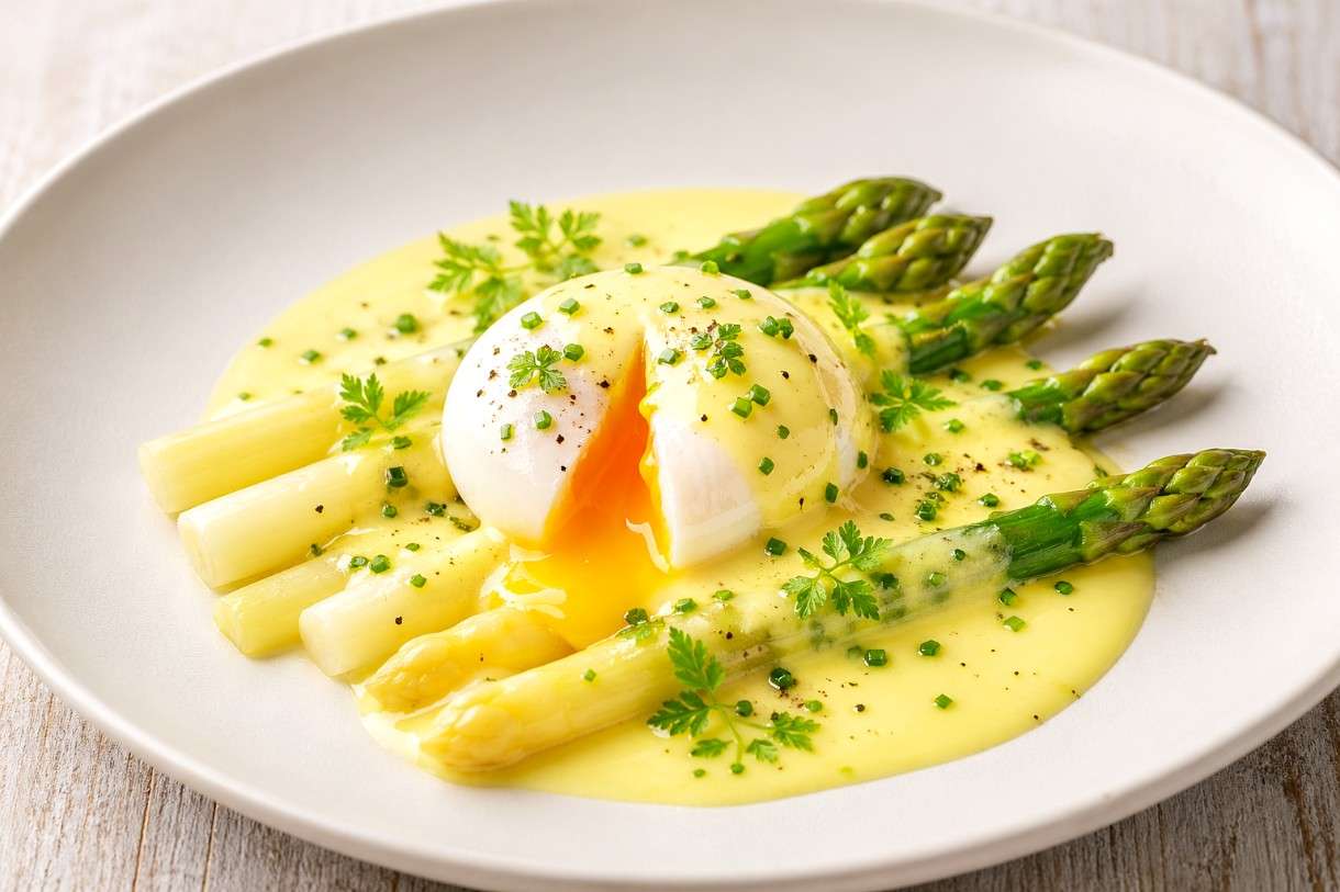 Frühling auf dem Teller: Œuf parfait mit Spargel und Mousseline-Sauce