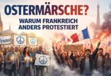 Wenn der Protest keinen Kalender kennt: Warum Frankreich keine Ostermärsche hat Ostermärsche-in-Deutschland-und-Frankreich_Illustration