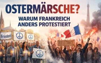 Wenn der Protest keinen Kalender kennt: Warum Frankreich keine Ostermärsche hat Ostermärsche-in-Deutschland-und-Frankreich_Illustration