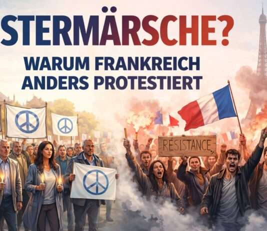Wenn der Protest keinen Kalender kennt: Warum Frankreich keine Ostermärsche hat Ostermärsche-in-Deutschland-und-Frankreich_Illustration