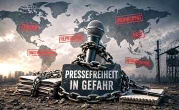 Pressefreiheit weltweit auf historischem Tiefstand – Der schleichende Verlust eines demokratischen Grundpfeilers Pressefreiheit-in-Gefahr_Illustration