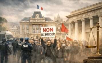 Symbolpolitik im Schatten der Wohnungsnot: Der Streit um das Anti-Räumungsdekret von Saint-Denis Protest-gegen-Zwangsräumungen-in-Saint-Denis_Illustration