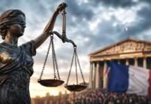 Zwischen Sicherheit und Freiheit: Wie Frankreichs Rechtsstaat unter Druck gerät Rechtsstaatlichkeit-auf-dem-Prüfstand_Illustration