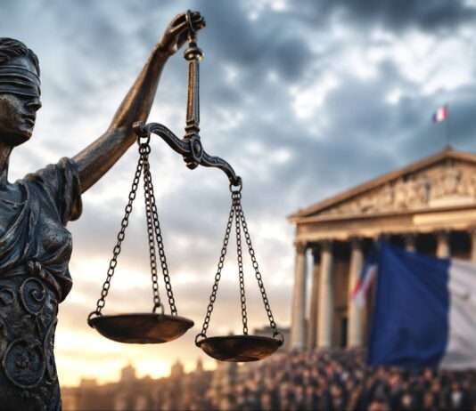 Zwischen Sicherheit und Freiheit: Wie Frankreichs Rechtsstaat unter Druck gerät Rechtsstaatlichkeit-auf-dem-Prüfstand_Illustration