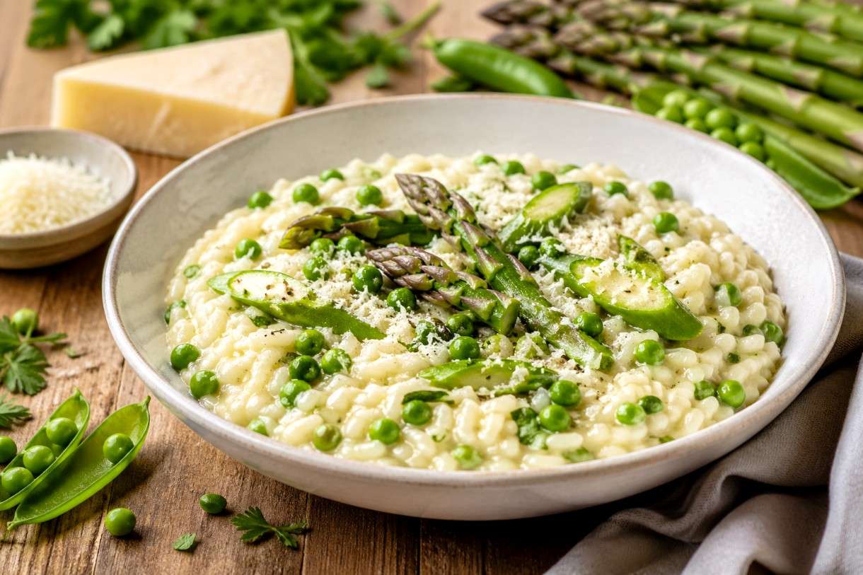 Frühling auf dem Teller: Risotto printanier mit Erbsen, Spargel & Parmesan