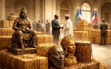 Vom Einzelfall zur Systematik: Frankreich ringt um eine neue Restitutionspolitik für koloniales Kulturerbe Rückgabe-afrikanischer-Artefakte_Illustration