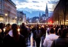 Grenoble erhebt sich im Stillen – Eine Stadt sucht ihre Stimme gegen die Gewalt Schweigemarsch-Grenoble_Illustration